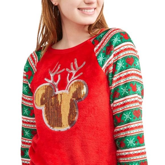 Mickey Mouse Sequin Reindeer Christmas Sweater - Picture 2 of 8